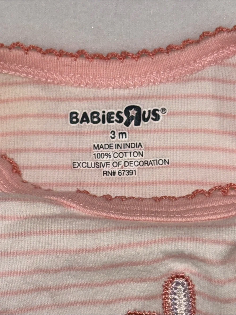 BabiesRUs Pink Baby Onsie with Footed bottoms - size 3 month GUC